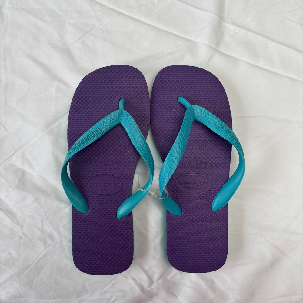 Havaianas Purple Flip Flops with Teal Straps
